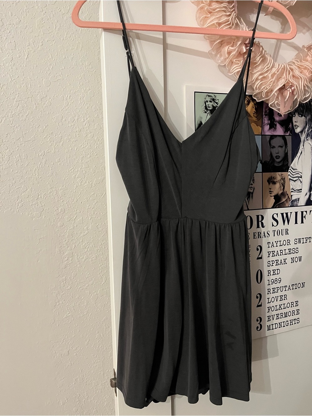 Black Spaghetti Strap Skater Romper
